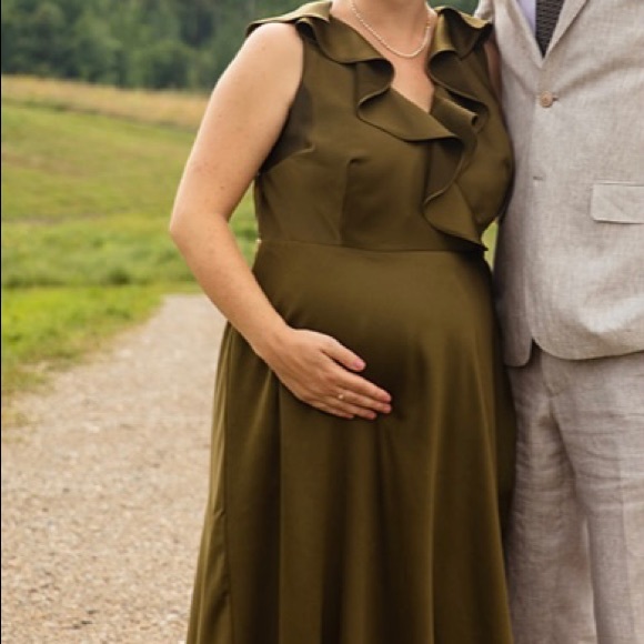 BDHLN Tansy Satin Charmeuse Maxi Dress in Olive - Picture 10 of 15